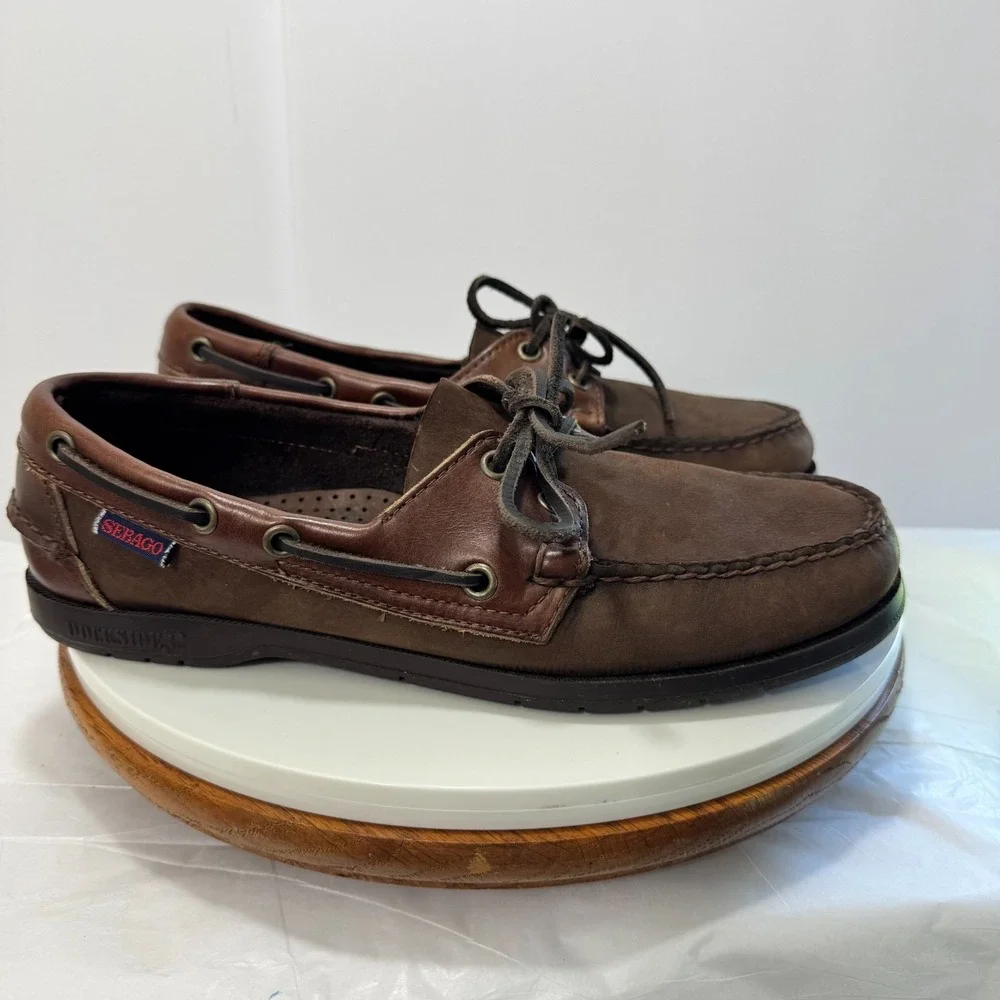 Sebago Docksides Made In USA Endeavor Leather Boat Shoe Mens 9 Brown Outdoors